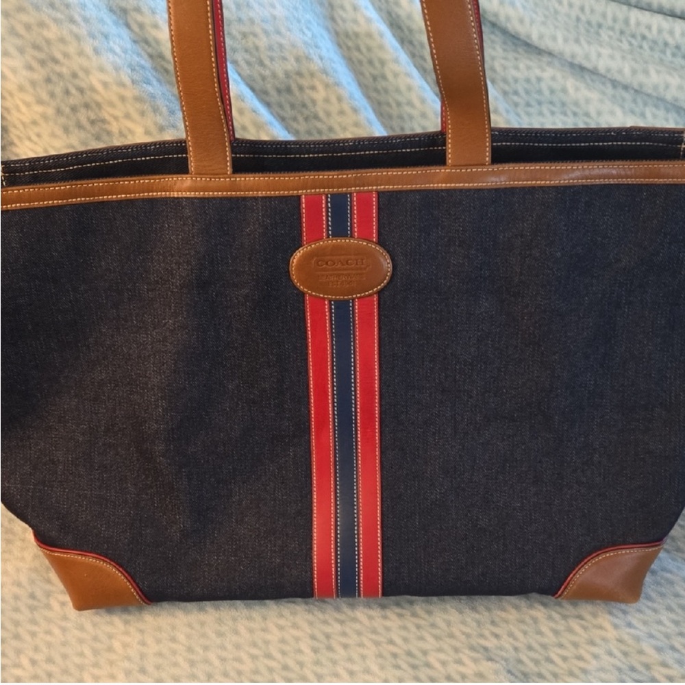 Coach Denim Weekender Tote Bag Cherry Coke lining Vintage Y2K C04K-5436 RARE - Picture 7 of 16